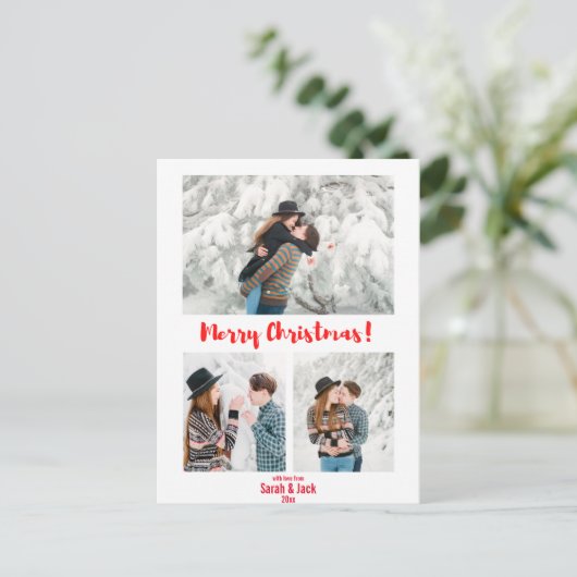 modern chic script is een kerstfoto briefkaart (Staand voorkant)