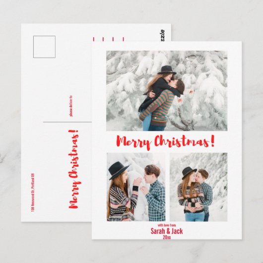 modern chic script is een kerstfoto briefkaart (Voorkant / Achterkant)