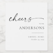 Modern chic script juicht bruiloft wijn etiket (Enkel label)