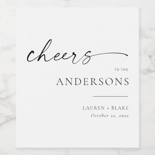Modern chic script juicht bruiloft wijn etiket (Enkel label)