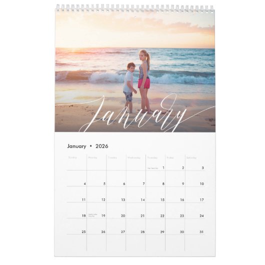 Modern Chic Script KLEUR 12 Foto Kalender (Jan 2026)