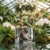 Modern Chic Script Love Heart Wedding Photo Bedankkaart