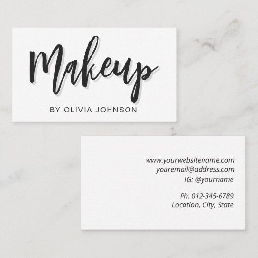 Modern Chic Script Make-up Artist Visitekaartje (Voorkant / Achterkant)