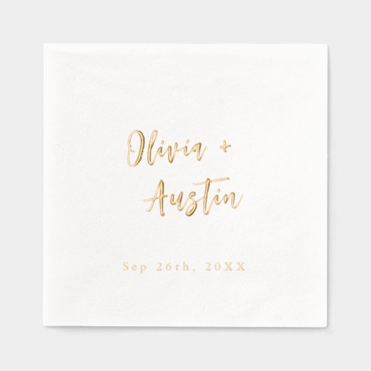 Modern Chic Script Minimalist Wedding Folie Servetten (Voorkant)