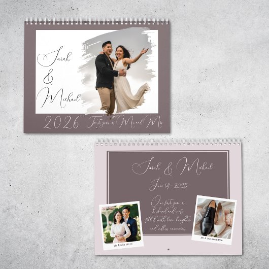Modern Chic Script Newlywed Pink Photo Calendar Kalender