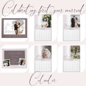 Modern Chic Script Newlywed Pink Photo Calendar Kalender