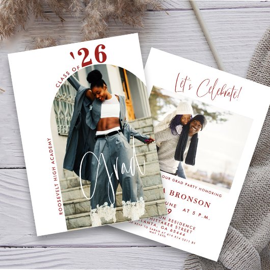 Modern Chic Script Photo 2024 Minimal Afstudeerder Kaart