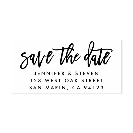 Modern chic script Sla de datum retour adres op Zelfinktende Stempel (Design)