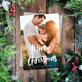 Modern Chic Script Vrolijk Kerstfeest Eén Foto Feestdagenkaart