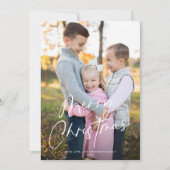 Modern Chic Script Vrolijk Kerstfeest Eén Foto Feestdagenkaart (Voorkant)