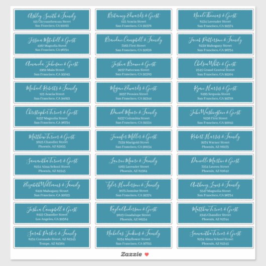 Modern Chic Script Weddenschap Namen adres Sticker (Vel)