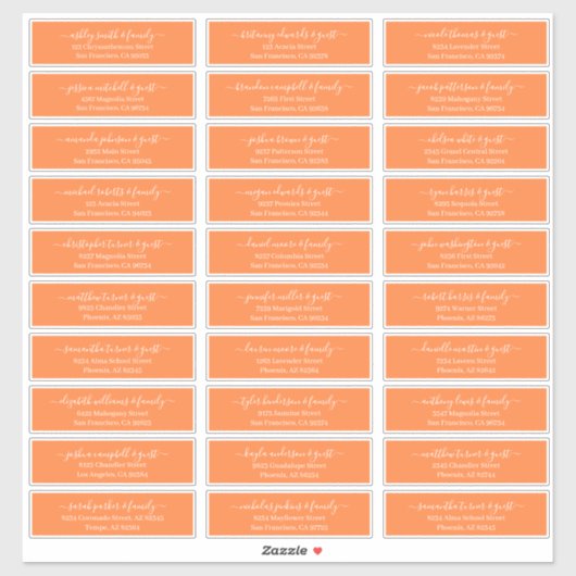 Modern Chic Script Weddenschap Namen adres Sticker (Vel)