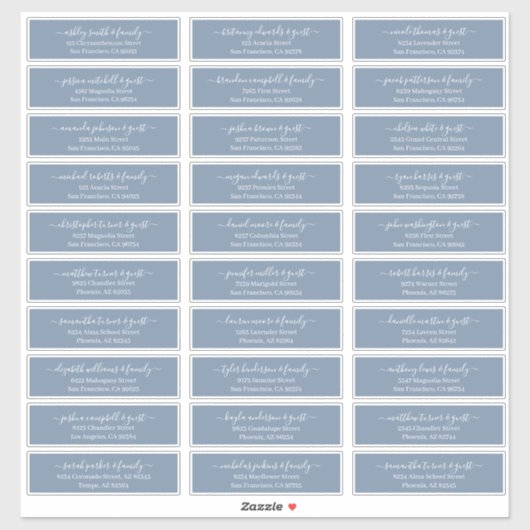 Modern Chic Script Weddenschap Namen adres Sticker (Vel)