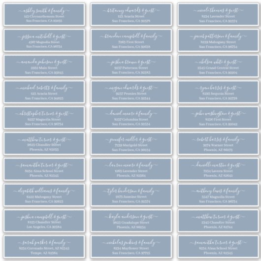 Modern Chic Script Weddenschap Namen adres Sticker (Voorkant)