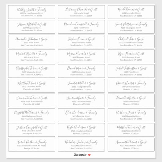 Modern Chic Script Weddenschap Namen adres Sticker (Vel)