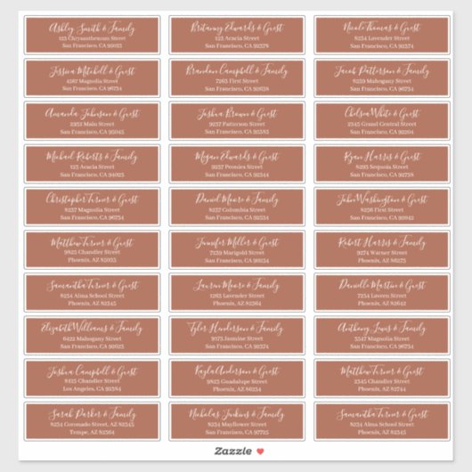 Modern Chic Script Weddenschap Namen adres Sticker (Vel)