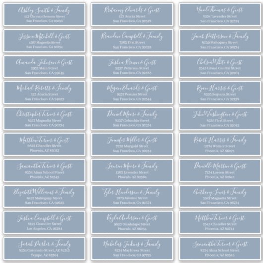 Modern Chic Script Weddenschap Namen adres Sticker (Voorkant)