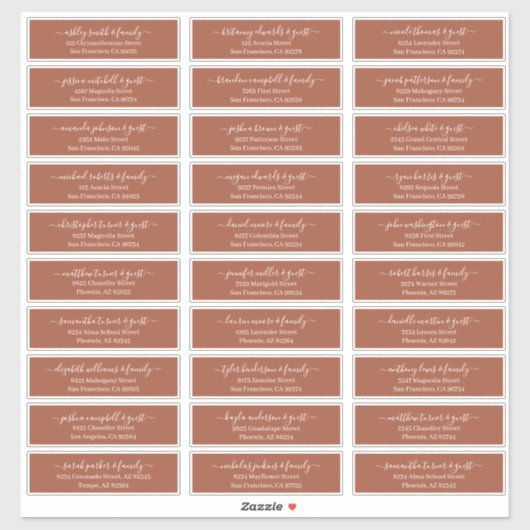 Modern Chic Script Weddenschap Namen adres Sticker (Vel)