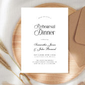 Modern Chic Script Wedding Rehearsal Dinner Kaart