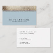 Modern Chic Sequin Dusty Blue Silver Visitekaartje (Voorkant / Achterkant)
