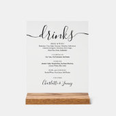 Modern Chic Signature Script Drinken Menu Acryl Bord (Voorkant)