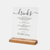 Modern Chic Signature Script Drinken Menu Acryl Bord (Hoek)