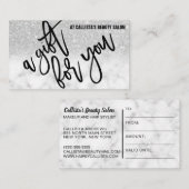 Modern Chic Silver Glitter Marmeren Cadeaubon Visitekaartje (Voorkant / Achterkant)