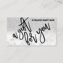 Modern Chic Silver Glitter Marmeren Cadeaubon Visitekaartje