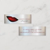 Modern Chic Silver, Red Lips, Makeup kunstenaar Mini Visitekaartje (Voorkant / Achterkant)