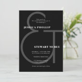Modern Chic Simple Photo Black and White Wedding Kaart (Staand voorkant)