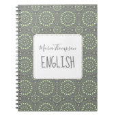 Modern Chic Simple Student Onderwerp Groen Grijs Notitieboek (Voorkant)