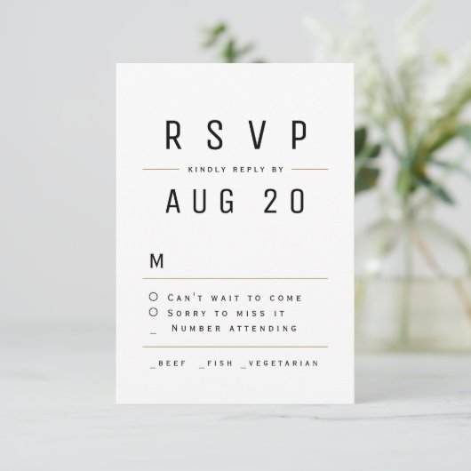 Modern Chic Simple Typography Wedding RSVP (Staand voorkant)