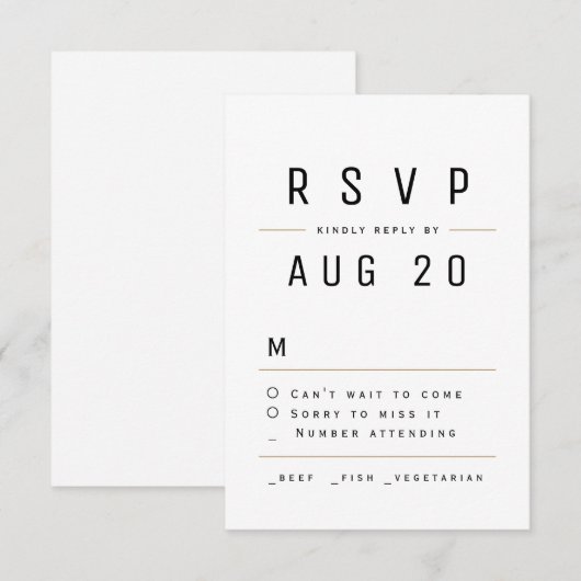 Modern Chic Simple Typography Wedding RSVP (Voorkant / Achterkant)