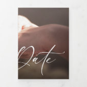 Modern Chic Sla de datum fotokaart op Drieluik Uitnodiging (Cover)