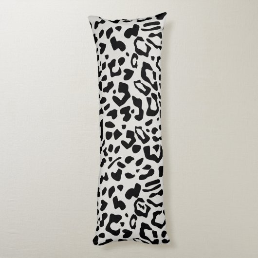 Modern Chic Snow Leopard Animal Print Patroon Lichaamskussen (Achterkant (Verticaal))