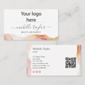 Modern Chic Social Media QR Code Uw Logo hier Visitekaartje (Voorkant / Achterkant)