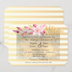 Modern Chic Striped Flowers Wedding Uitnodiging