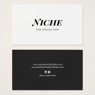 Modern Chic Stylish Black White Typografie Visitekaartje