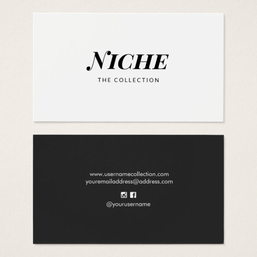 Modern Chic Stylish Black White Typografie Visitekaartje (Voorkant /achterkant)