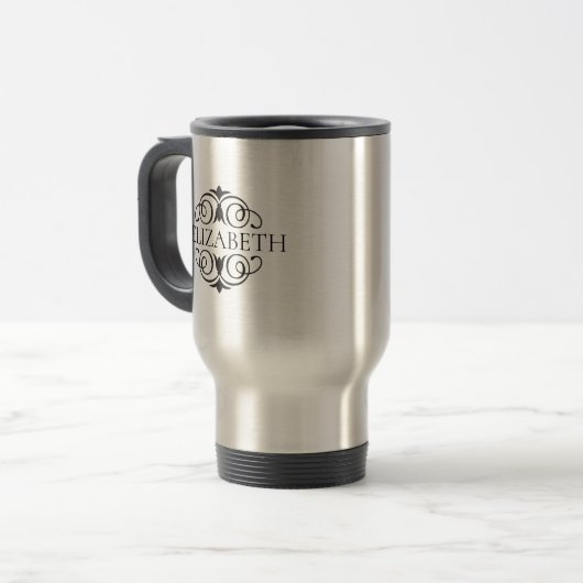 Modern Chic Stylish Monogram Travel Mug Reisbeker (Voorkant links)