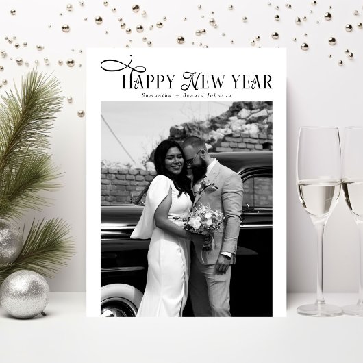 Modern Chic Stylish Photo Collage Happy New Year  Feestdagenkaart