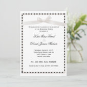 Modern Chic Taupe Satin Ribbon Rehearsal Dinner Kaart (Staand voorkant)