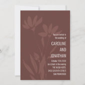 Modern Chic Terracotta Floral Line Art Wedding Kaart (Voorkant)