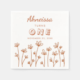 Modern Chic Terracotta Flowers First Birthday Servet