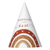 Modern Chic Terracotta Rainbow Boho Birthday Feesthoedjes (Voorkant)