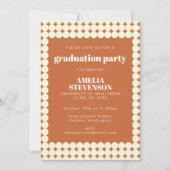 Modern Chic Terracotta Stip Graduation Party Kaart (Voorkant)