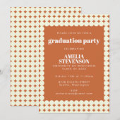 Modern Chic Terracotta Stip Graduation Party Kaart (Voorkant / Achterkant)