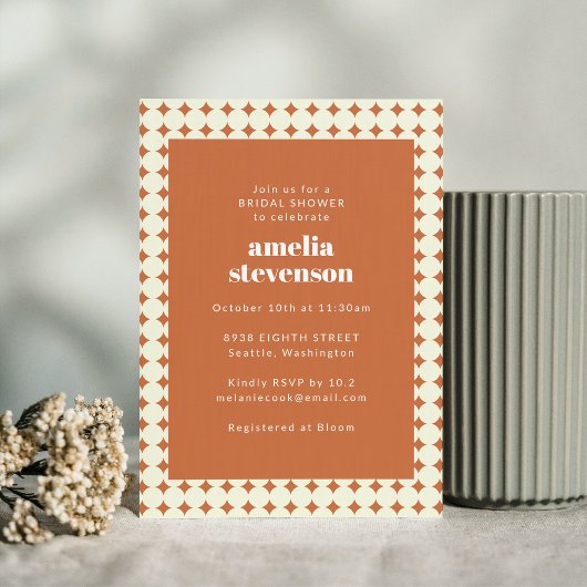 Modern Chic Terracotta Stippen Vrijgezellenfeest Kaart