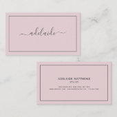 Modern Chic Trendy Blush Pink hairstylist script Visitekaartje (Voorkant / Achterkant)