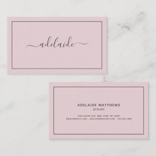 Modern Chic Trendy Blush Pink hairstylist script Visitekaartje